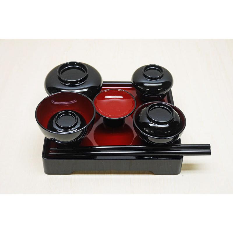 仏具 お膳 うす型 仏膳椀 霊供膳 黒内朱 小 セット 浄土宗 禅宗 日蓮宗