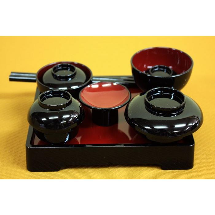 仏具 お膳 うす型 仏膳椀 霊供膳 黒内朱 小 セット 浄土宗 禅宗 日蓮宗