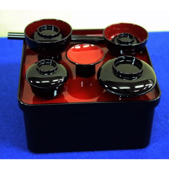 仏具 収納仏膳 お膳 仏膳椀 (霊供膳) 黒内朱 5.5