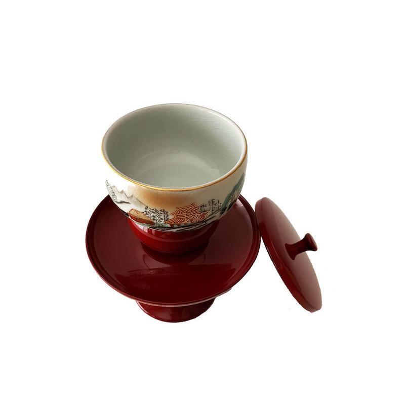 九谷焼 仏具 高茶台 湯呑 セット 朱 茶湯器 仏具セット : 仏壇
