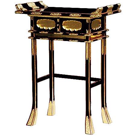 仏具 寺院用 経机 机 卓 中京型 背高経机金具打 黒 2尺2寸 寺院用仏具