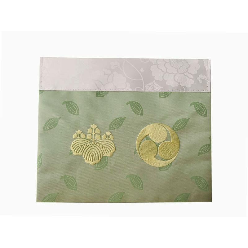 真言宗 仏具 角打敷 金襴錦地 真言宗 両山 紋入 黄緑 刺繍 150代