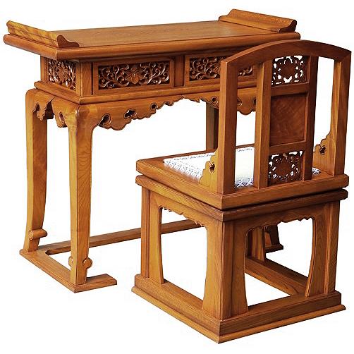 仏具 寺院用 各宗派 立導師机 欅 回転式椅子付 3尺 寺院仏具 机
