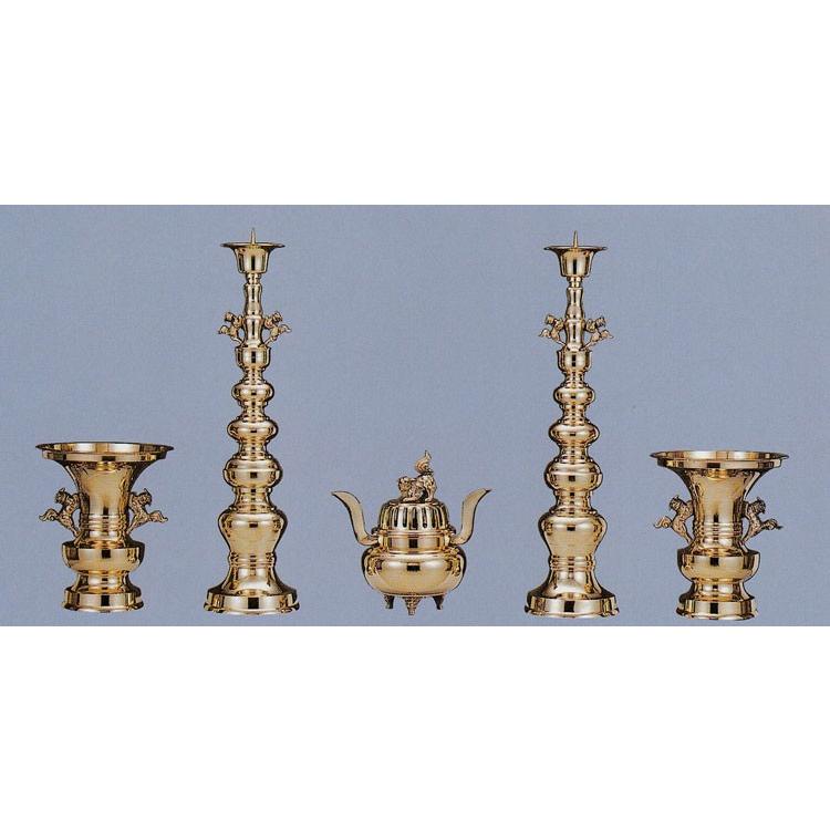 仏具 寺院用 中口五具足 磨き 獅子掛 7.0寸 仏具セットの通販はau PAY