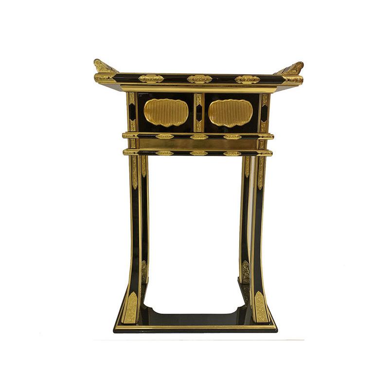 仏具 寺院用 背高 経机 机 卓 黒塗 金具打1尺6寸 中京型 純金箔 寺院 
