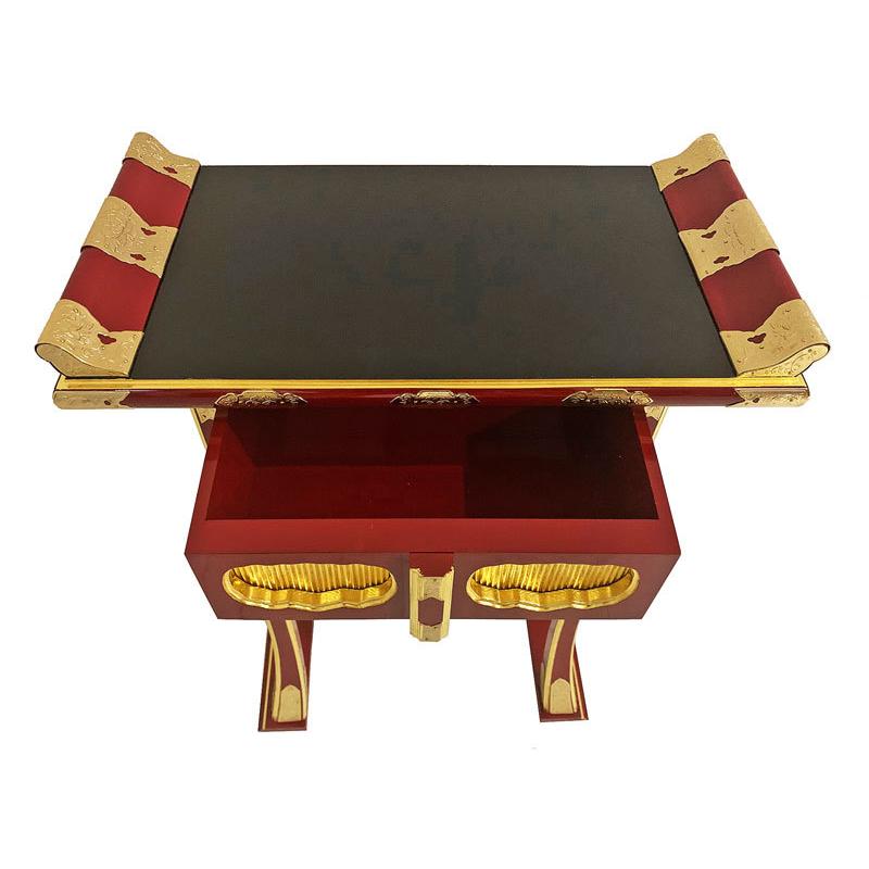 仏具 寺院用 背高 経机 机 卓 中京型 朱 金具打 1尺6寸 純金箔 寺院