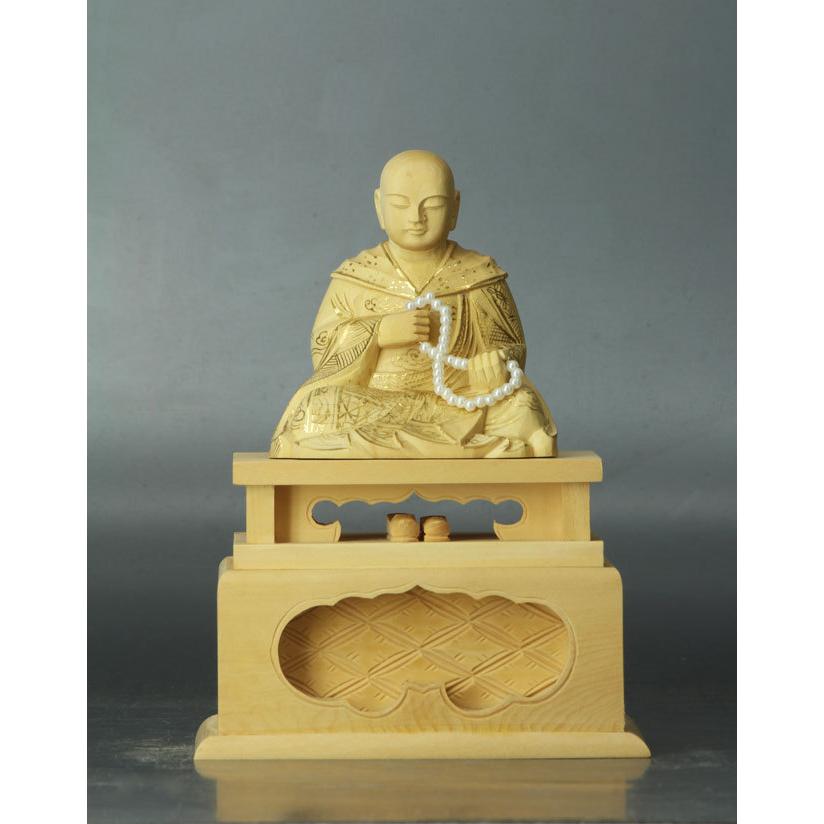 人気大割引浄土真宗本願寺派 西 仏像 蓮如上人 2.5寸 柘植 金泥書 両脇