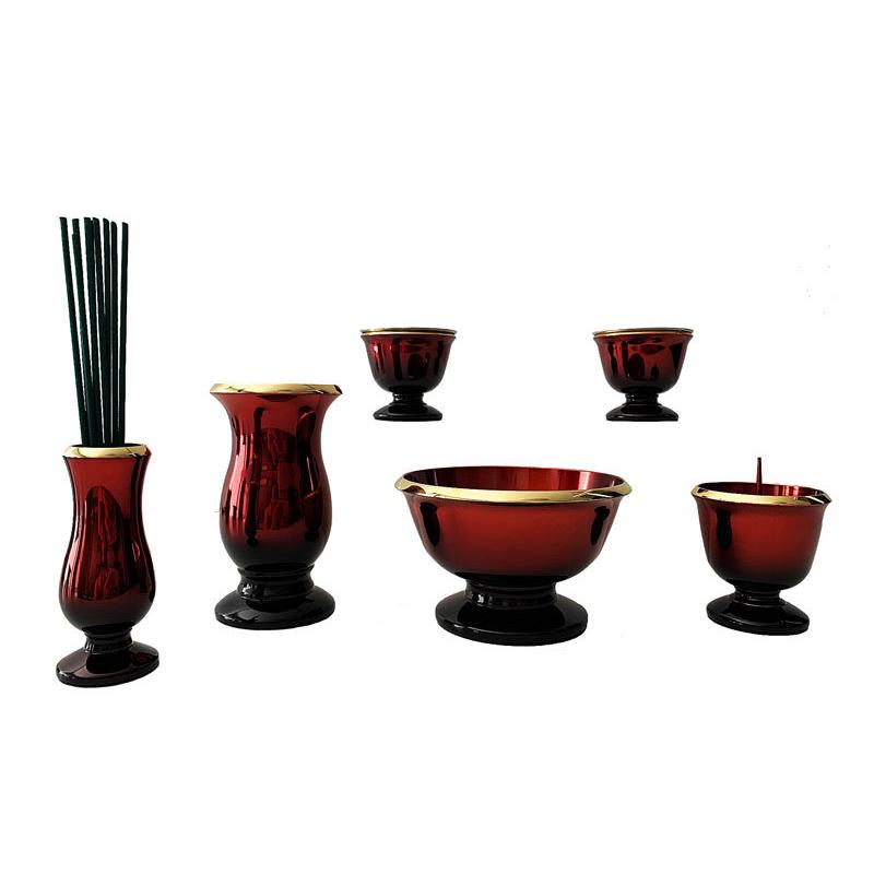 有田焼6具足 国産高級仏具【有田焼：五条（ごじょう）六具足セット 桜小紋