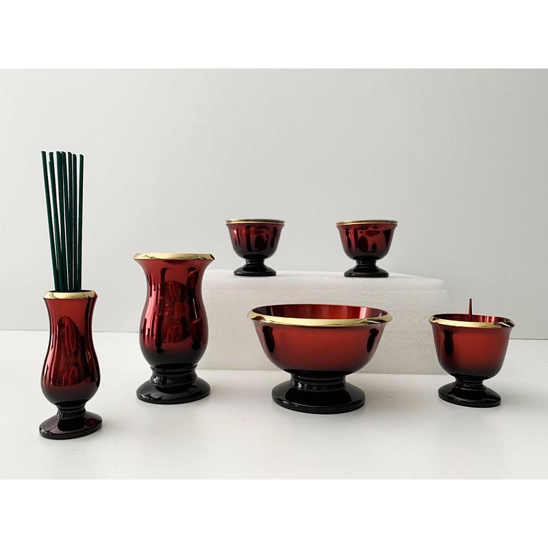 仏具セット　6 (仏具、仏壇) 仏具セット 六具足 6具足 想ワインレッド : 仏壇職人 関工作所 - 通販