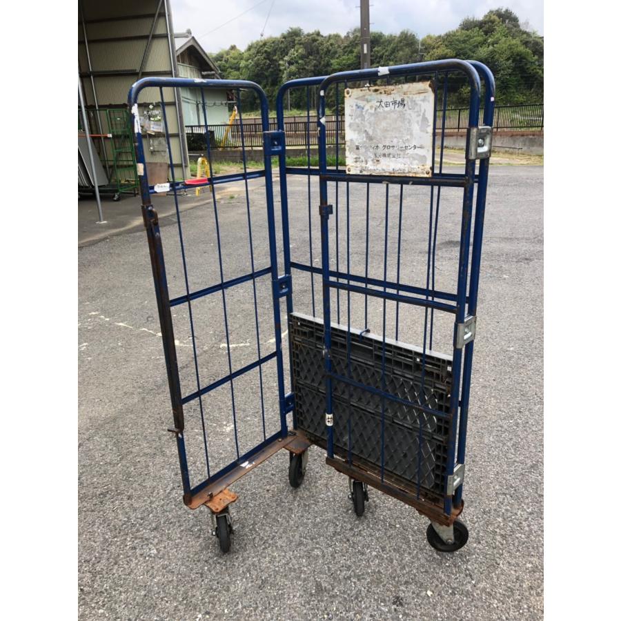 中古品】床板樹脂カゴ台車 800×600×1700㎜ K068