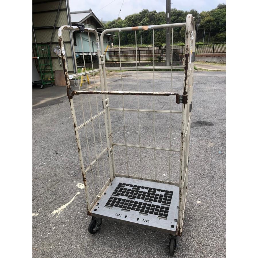 中古品】床板樹脂カゴ台車 800×600×1700㎜ K068