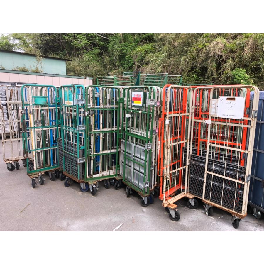 中古品】床板樹脂カゴ台車 800×600×1700㎜ K068