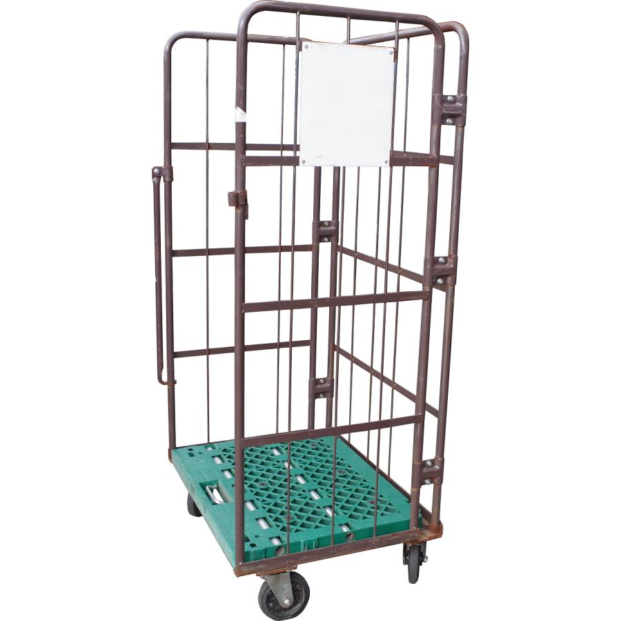 中古品】床板樹脂カゴ台車 800×600×1700㎜ K069