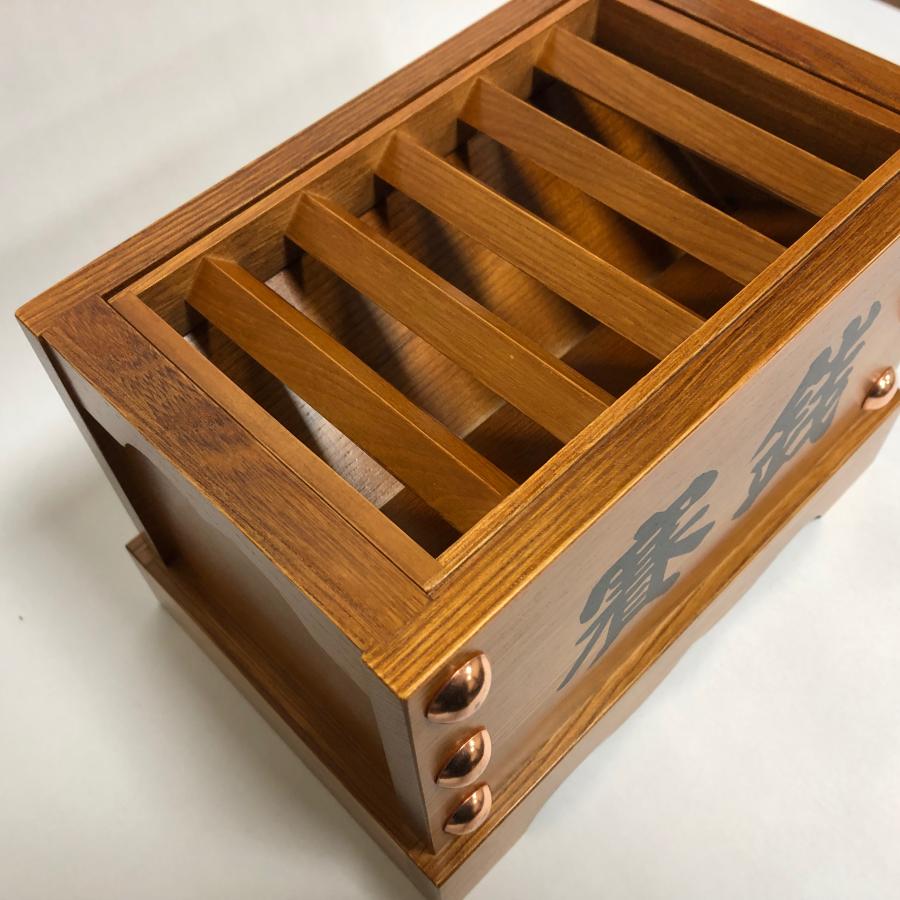 寺院仏具 賽銭箱 文字印刷無料 箱型 7寸 幅21cm 引出ナシ 木材は栓使用