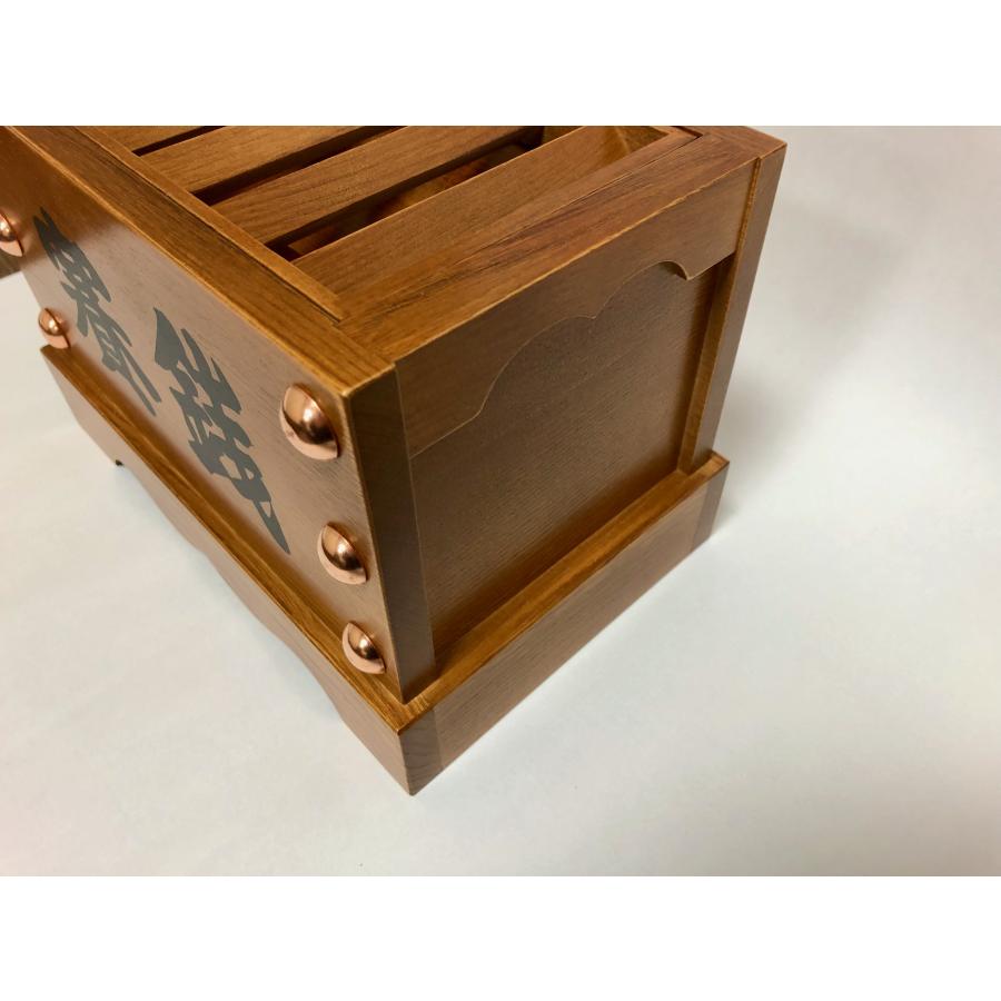 寺院仏具 賽銭箱 筆文字有 箱型 7寸 幅21cm 引出ナシ 木材は栓使用