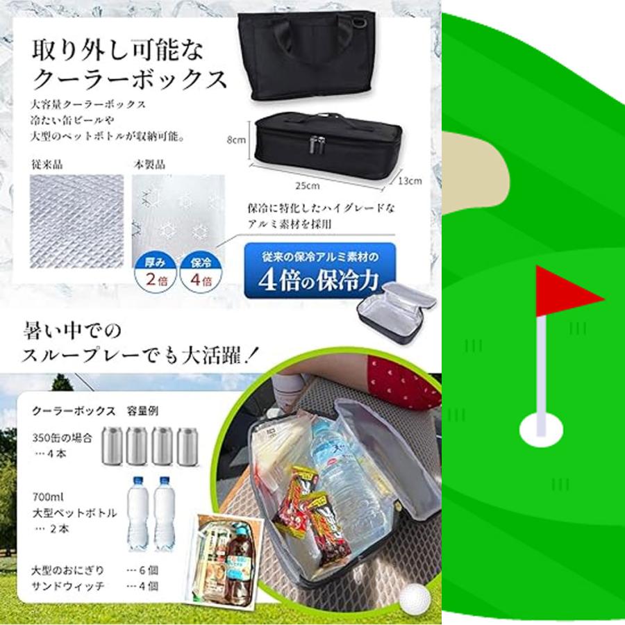 GINO ゴルフ ラウンドトートバッグ 取り外し保冷庫 2段 Black/黒