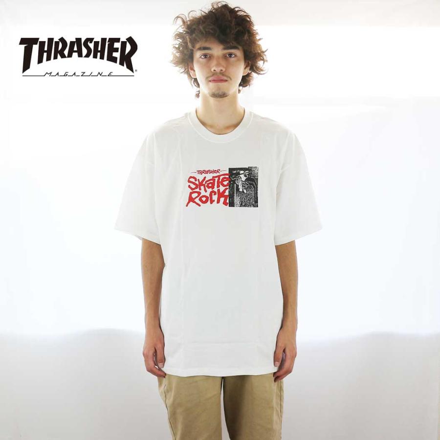 スラッシャー 半袖 tシャツ Thrasher Skate Rock S/S Tee White コラボ スケートボード スケボー スケート