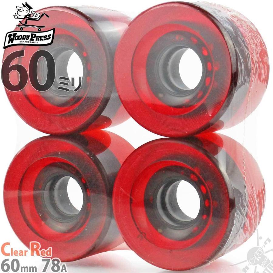 スケボー ソフトウィール 60mm 78A クリアレッド ウッディプレス