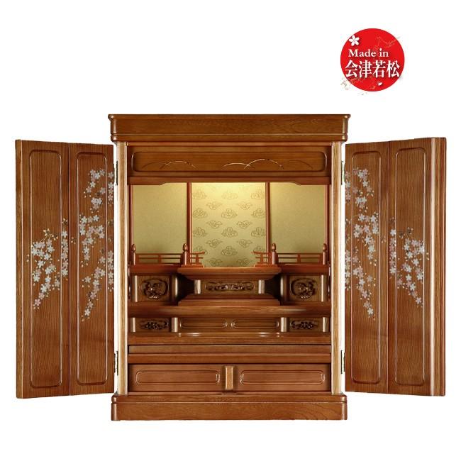 送料無料 上置 国産 唐木仏壇 左京しだれ桜 20号（高さ61×幅49×奥行  