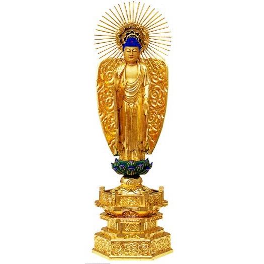 仏像 浄土真宗本願寺派 阿弥陀如来 3.5寸中七肌粉