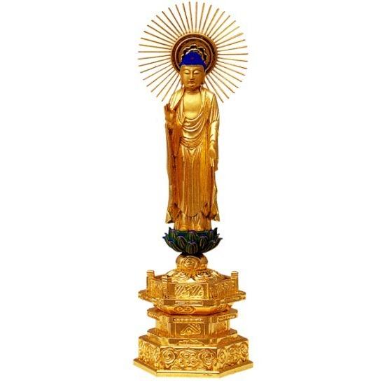 仏像 真宗大谷派 阿弥陀如来 6寸中七肌粉 美術、工芸品-楽器、手芸、コレクション