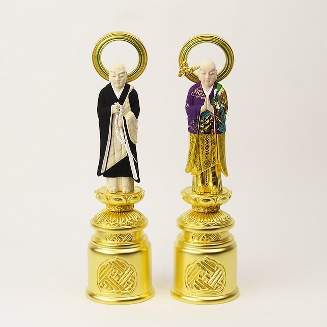 仏像 浄土宗 善導大師・法然上人 3.5寸 木製彩色 高さ23.8×幅6.3