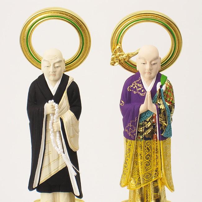 仏像 浄土宗 善導大師・法然上人 3.5寸 木製彩色 高さ23.8×幅6.3