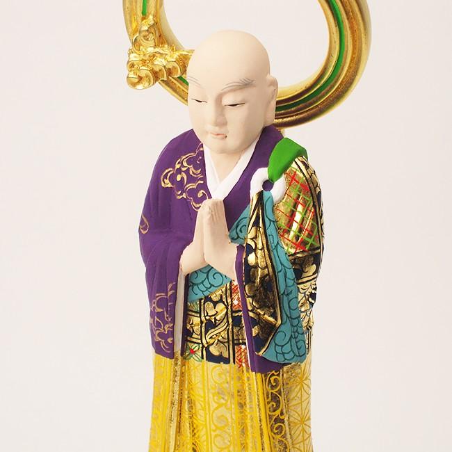 仏像 浄土宗 善導大師・法然上人 3.5寸 木製彩色 高さ23.8×幅6.3