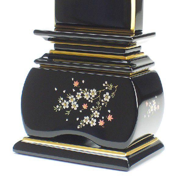 海外産 モダン位牌 優雅「風桜」絆上塗 位牌3寸 高さ15.3cm_3
