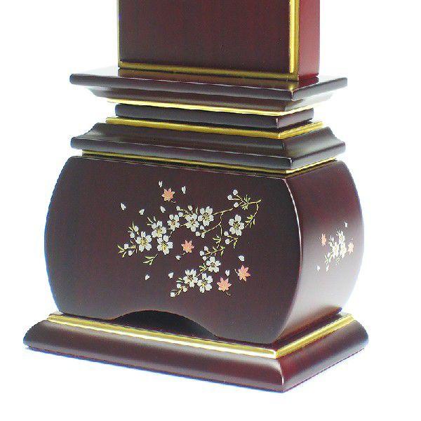 海外産 モダン位牌 優雅「風桜」紫檀 位牌4寸 高さ19.0cm_3