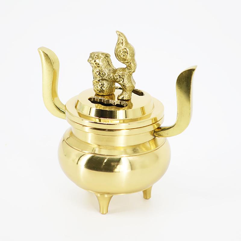 玉香炉 獅子付 磨 フッ素加工 2.3寸（高さ7.0cm×幅6.3cm）の画像