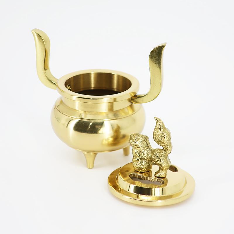玉香炉 獅子付 磨 フッ素加工 2.3寸（高さ7.0cm×幅6.3cm）の画像