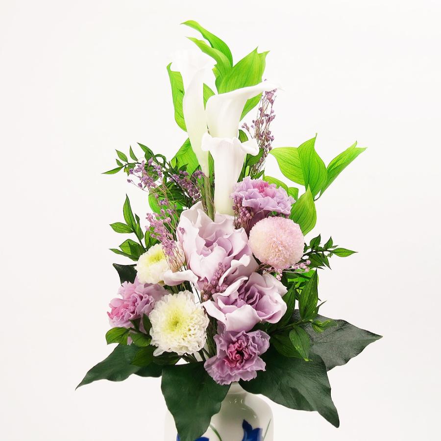 プリザーブドフラワー 仏花 花器付き 総高さ約38cm (送料無料) : お
