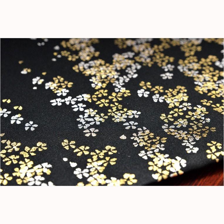 豪華金襴仕立【高級防炎お仏壇マット金彩 金銀桜:黒(くろ)20 豪華金襴仕立【高級防炎お仏壇マット金彩 金銀桜:黒(くろ)20