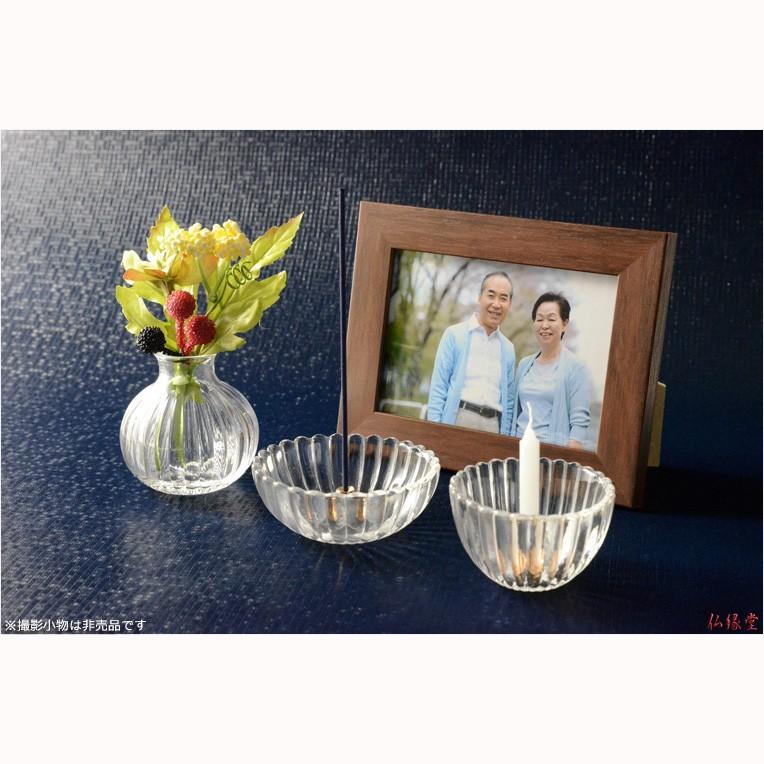 モダン仏具【ガラス製三具足:菊花 花立て+香炉+火立て】仏壇 モダン仏具【ガラス製三具足:菊花 花立て+香炉+火立て】仏壇