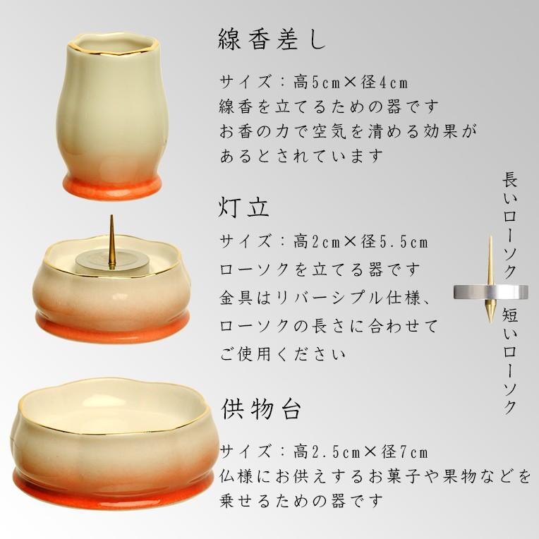 国産モダン仏具セット・美濃焼・彩光（さいこう）桃・7具足・丸香炉・送料無料_2
