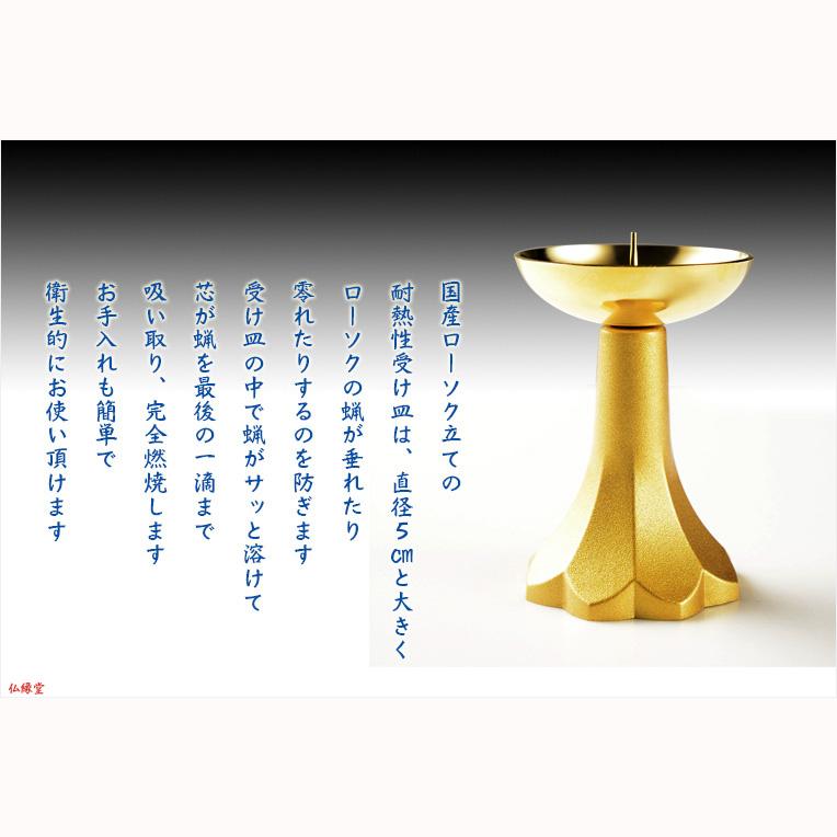 国産仏具【ローソクの蝋が残らない：咲萌（さきもえ）ローソク立て