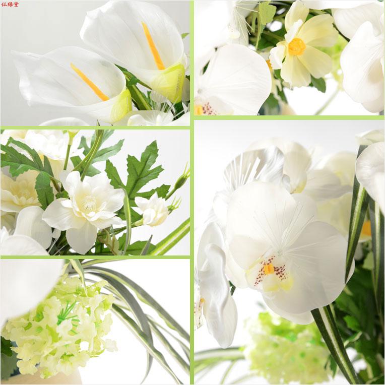 お盆飾り【LED光触媒・光ファイバー仏花:テルミナ陶器鉢 胡蝶蘭 お盆飾り【LED光触媒・光ファイバー仏花:テルミナ陶器鉢 胡蝶蘭