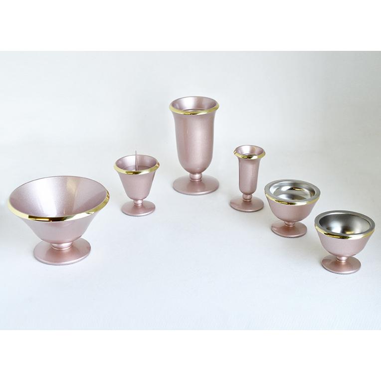 モダン仏具【星夜（せいや） 6具足 3.0寸　パールピンクベージュ】仏壇用仏具 真鍮製 現代調仏具 送料無料