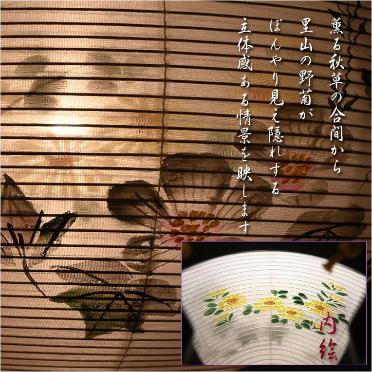 特選限定品 お盆提灯【岐阜提灯：菊里 ミニ8号 回転筒付 本絹二重張り