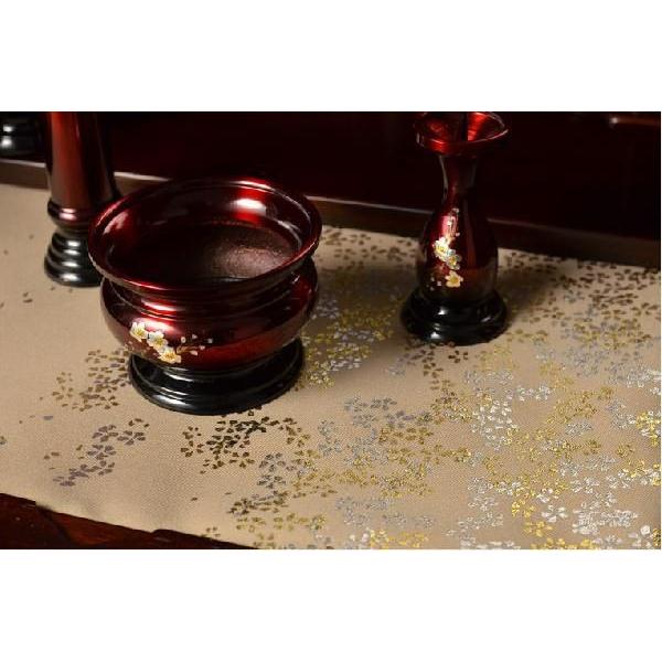 豪華金襴仕立【高級防炎お仏壇マット金彩 金銀桜:白茶(しらちゃ 豪華金襴仕立【高級防炎お仏壇マット金彩 金銀桜:白茶(しらちゃ