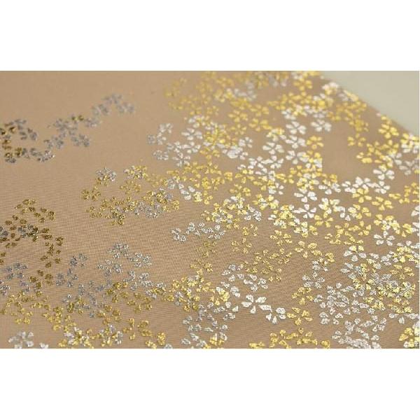 豪華金襴仕立【高級防炎お仏壇マット金彩 金銀桜:白茶(しらちゃ 豪華金襴仕立【高級防炎お仏壇マット金彩 金銀桜:白茶(しらちゃ