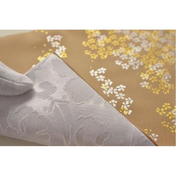豪華金襴仕立【高級防炎お仏壇マット金彩 金銀桜:白茶(しらちゃ 豪華金襴仕立【高級防炎お仏壇マット金彩 金銀桜:白茶(しらちゃ