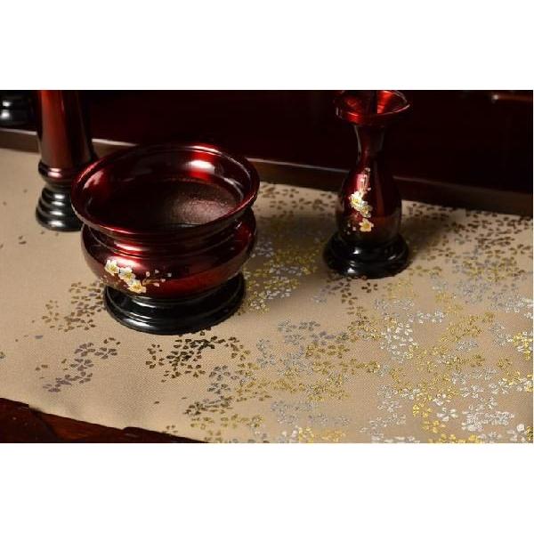 豪華金襴仕立【高級防炎お仏壇マット金彩 金銀桜:白茶（しらちゃ）20号