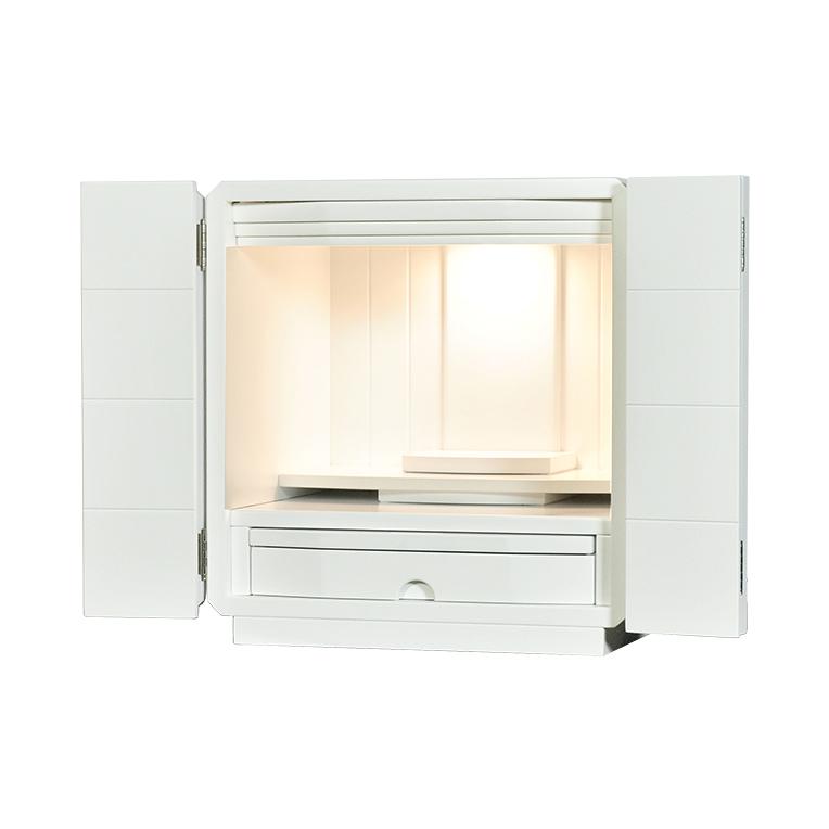 値引き可能】家具調仏壇ホワイトLED照明付き 15号サイズ