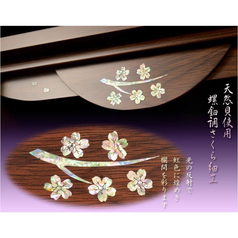 【黒さくら花びら綺麗】中古仏壇　ミニ仏壇　モダン仏壇　漆調仏具 ミニ仏壇・桜 - 桜の花びらの蒔絵が施された超小型仏壇