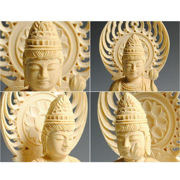 仏像【総檜八角台桃形光背：聖観世音菩薩3.5寸】聖観音 観音さま 送料