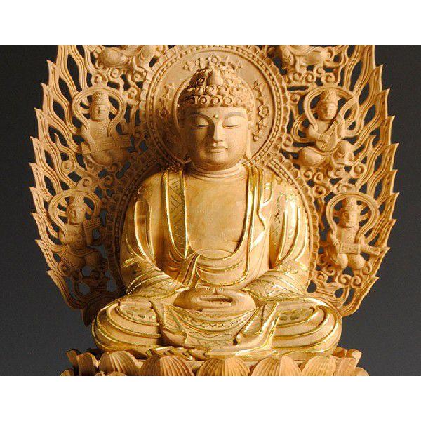 白檀材・甘くさわやかな香り】【仏像・ご本尊】【水晶眼入り・切金