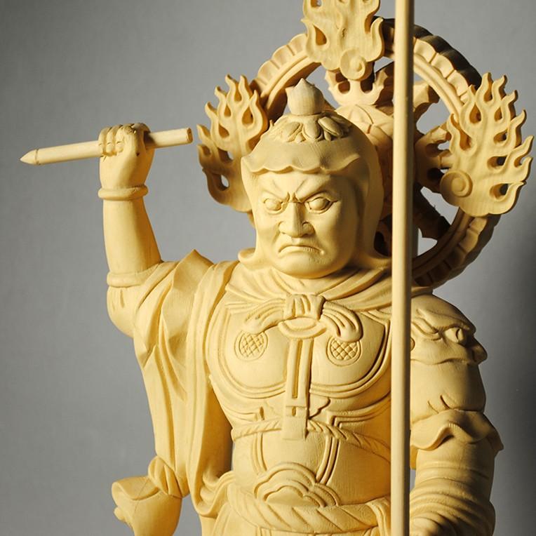 2点同出 極上品 四天王 木彫仏像 木の手彫り 美術工芸品 木工細工 祈る 