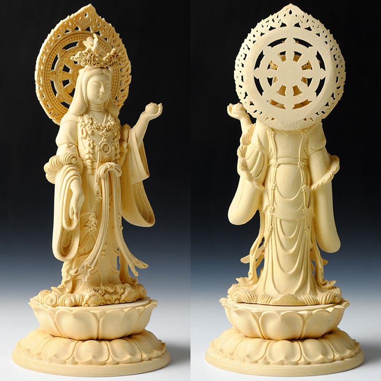 吉祥天　木像　木彫り　手彫り　仏像　置物 送料無料】吉祥天 吉祥天女 天部 木造 仏像 四天王 七福神 木彫り 彫刻